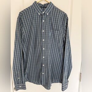johnnie-O blue green prep-formance plaid button bamboo blend  Down Shirt- large